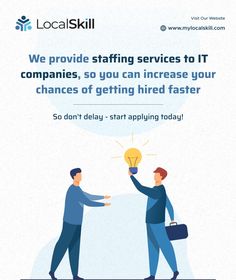 two men shaking hands with the words we provide staffing services to it companies, so you can increase your chance of getting fired faster