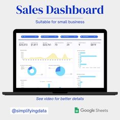 the sales dashboard is displayed on a laptop screen, with text overlaying it