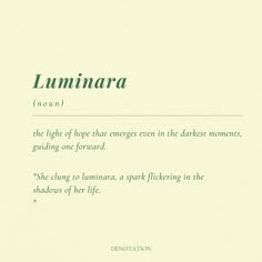 a poem written in green ink on a white background with the words luminara