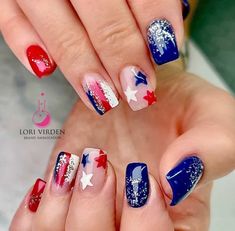 Patriotic Nail, Patriotic Nails Design, Firework Nails, Patriotic Nails, Blue Gel Nails, American Nails, Fourth Of July Nails, 4th Of July Nails, Red Nail Designs