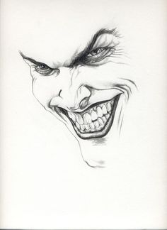 a drawing of the joker smiling with his mouth open