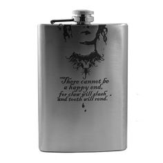 a stainless steel flask with a quote on it