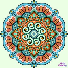 a colorful flower design on a green background with the words color thinking written below it