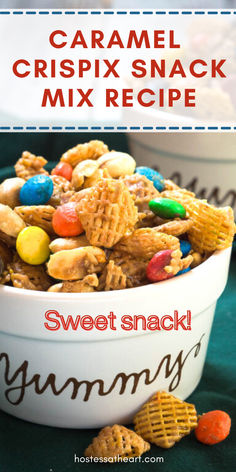 Make this easy crispx snack mix and just watch it disappear. It's so good that you can't stop munching. This delicious recipe is great for tailgating or any get-together. Caramel Crispix Recipe Microwave, Game Night Snacks Finger Foods, Snack Mixes For A Crowd, Crispix Snack Mix Recipe, Crispix Snack Mix, Snack For A Crowd, Caramel Snack Mix, Sweet Snack Mix, Fall Snack Mixes