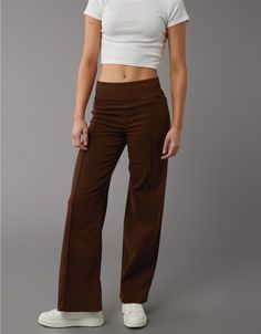 AE Pull-On Wide-Leg Pant Wide Leg Pants Outfit Work, Wide Leg Twill Pants, Trending Pants, Womens Slacks, Brown Wide Leg Pants, American Eagle Pants, School Pants, Business Casual Pants, Train Trip