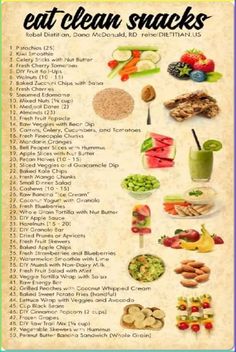 a poster with the words eat clean snacks written in different languages and pictures on it