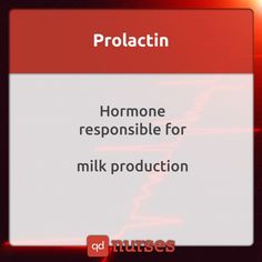 a red and white sign that says prolactin with the words homo responsible for milk production