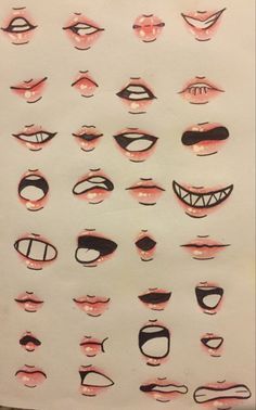 an image of various mouths drawn on a piece of paper