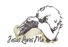 the jesus loves me embroidery design