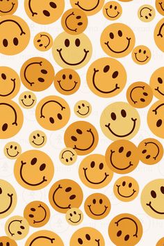 a lot of yellow smiley faces on a white background