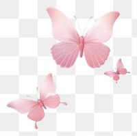 three pink butterflies flying in the air on a checkered background png clipart