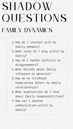 Communication Shadow Work, Family Therapy Activities Communication Conflict Resolution, Writing Family Dynamics, Communicating Boundaries, Family Prompts, Shadow Questions, Shadow Work Questions, Work Questions, Shadow Work Spiritual