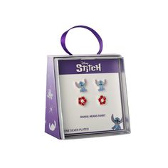 the stitch earrings are packaged in a package