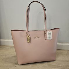 Brand New With Tags !!!! Coach Town Tote Handbag Shopper Bag 72673 Blossom Large Details Crossgrain Leather Inside Zip, Cell Phone And Multifunction Pockets, Fabric Lining Handles With 10 1/2" Drop 14" (L) X 12 1/2" (H) X 6 3/4" (W) No Dust Bag Elegant Large Bag For Errands, Large Pink Shopping Bag, Classic Pink Bag For Errands, Elegant Large Bags With Handles, Classic Pink Shopping Bag, Elegant Large Shoulder Bag With Detachable Handle, Large Elegant Bag, Classic Pink Tote Shoulder Bag, Large Pink Shoulder Bag For Shopping