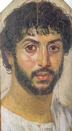 an old painting of a man with black hair and beard