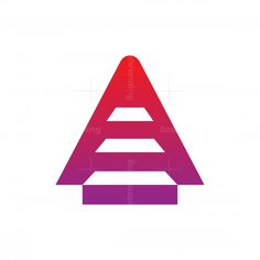 the letter a is made up of three different colored shapes and lines that are overlapping