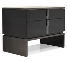 a black dresser with two drawers on one side