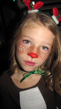 christmas snowman face painting - Google Search Rudolph Makeup, Rudolph Costume, Reindeer Face Paint, Reindeer Makeup, Reindeer Costume, Painting Kids, Nice Face