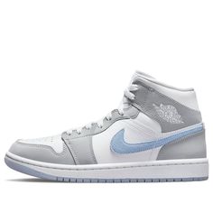 (WMNS) Air Jordan 1 Mid 'Wolf Grey Aluminum' BQ6472-105 Shoes  -  KICKS CREW Jordan 1 Mid Wolf Grey, Air Jordan 1 Mid Grey, Air Jordan 1 Mid Women, Doudoune The North Face, Air Jordan Mid, Jordan 1 Mid White, Jordan Mid, Wmns Air Jordan 1, Retro Basketball Shoes