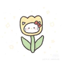 a drawing of a hello kitty in a flower