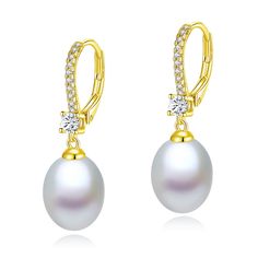 PRICES MAY VARY. Exceptional Freshwater Pearls: Each teardrop/oval-shaped pearl is hand-selected for its radiant luster and rich nacre, embodying elegance and uniqueness. Our genuine pearls outshine simulated alternatives, offering you a piece of nature's beauty. Premium 925 Sterling Silver: Our earrings are crafted from high-quality 925 sterling silver with a 14K gold plating for enduring brilliance. Designed for sensitive ears, they are hypoallergenic, lead-free, nickel-free, and resistant to Everyday White Pearl Pendant Earrings, Elegant Pearl Pendant Earrings With Cubic Zirconia, Elegant White Gold Tahitian Pearl Earrings, Classic Tahitian Pearl Earrings In White Gold, Luxury Tahitian Pearl Earrings In White Gold, Personal Statement, Timeless Gifts, Pearl Types, Freshwater Cultured Pearls