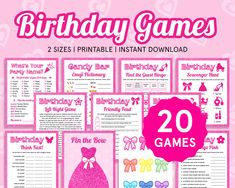 birthday games for girls with pink background