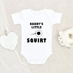 New Born Baby Onesie Funny Baby Onesie Daddy's Little Squirt Baby Onesie Funny Baby Clothes Funny Sayings Onesie HOW TO ORDER:1) Choose onesie2) Select design color if applicable3) Enter customization in “Add your personalization” field4) ADD TO CART5) Select from our shipping class optionsONESIE SIZES0-3 Months :: 21-24 in. / 6-12 Ibs.3-6 Months :: 24-26 in. / 12-16 Ibs.6-9 Months :: 26-28 in. / 16-20 Ibs.12 Months :: 28-30 in. / 20-24 Ibs.PERSONALIZATIONIF the item includes personalization, en Cameron James, Baby Clothes Funny, Funny Baby Shirts, Baby Announcement Photoshoot, Funny Baby Onesie, Pregnancy Announcement Onesie