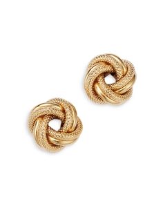 Bloomingdale's Made in Italy Love Knot Stud Earrings in 14K Yellow Gold- 100% Exclusive Polished Gold-tone Earrings, Luxury 14k Gold-tone Earrings, Love Knot Earrings Studs, Gold Love Knot Ring, Gold Love Knot Earrings, Italy Love, Royal Chain, Knot Stud Earrings, Knot Studs