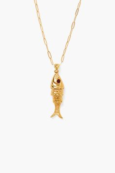 Koi Necklace Garnet Goldfish, Koi Necklace, Fish Pendant Necklace, Fish Necklace, Fish Pendant, Chan Luu, Red Garnet, Gold Plated Sterling Silver, Koi