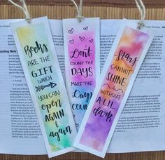 three bookmarks with bible verses on them