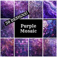 purple mosaic tiles with the words 50 designs