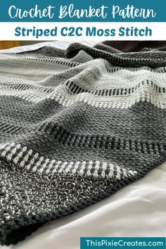 the crochet blanket pattern has been made using two different colors and is ready to be