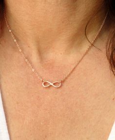 "Rose gold infinity necklace, Infinity necklace, Bridesmaid gift This listing is for a lovely rose gold infinity necklace. It is made with rose gold filled chain and a small 24k rose gold vermeil infinity symbol. The measurements of the infinity symbol is approx 16mm x 4mm and the necklace closes with a rose gold filled clasp. Available in lengths of 16\" and 18\". Please make your selection from the drop down box Please contact me if you have any questions. Thanks for looking. The necklace come Gold Infinity Necklace, Gold Infinity Bracelet, Infinity Necklace Gold, Infinity Necklace Silver, Necklace Infinity, Gold Chain Design, Infinity Jewelry, Necklace Rose Gold, Jewelry Bridesmaid