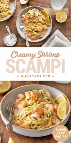 Creamy Shrimp Scampi Shrimp Parmesan Pasta, Creamy Shrimp Scampi, Seafood Linguine, Parmesan Crusted Tilapia, Seafood Bisque, Baked Gnocchi, Easy Steak, Crockpot Soup Recipes, Homemade Alfredo Sauce