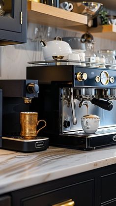 an espresso machine sitting on top of a counter