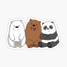 three cartoon bears sitting next to each other