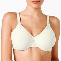 Wacoal Bodysuede Bra Ultra Full Figure #85814, Ivory, Discover The Glove-Like Fit And Superior Comfort, Perfect For Full Figures, The Bodysuede Ultra Bra Is Seamlessly Smooth Under T-Shirts And Sweaters. Style #85814 Seamless Cups With Hidden Underwire To Lift And Support Imported Adjustable Straps With Floral Embroidery At Front Dual Back Hook-And-Eye Closure Floral Embroidery At Center Front, Hand Wash Nylon/Polymide/Spandex Embroidery, Spandex, Sweaters Style, Front Hand, Full Figured, Floral Embroidery, Women's Intimates, Adjustable Straps, Hand Wash