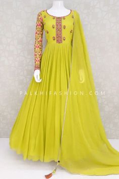 Umbrella Kurti, Indian Dresses Online, Resham Embroidery, Long Gown Design, Designer Outfit, Georgette Dupatta