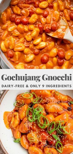 two pictures showing different types of gochuling and gnocchini in sauce