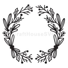 a black and white drawing of a wreath