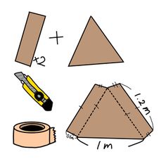 the instructions to make an origami pyramid with scissors and tape are shown in this image