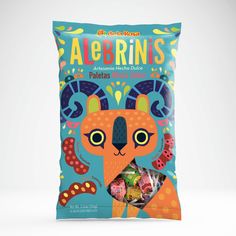 a bag of alderins with an animal design on it