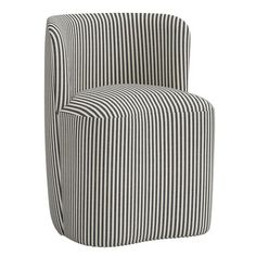 a black and white striped chair on a white background