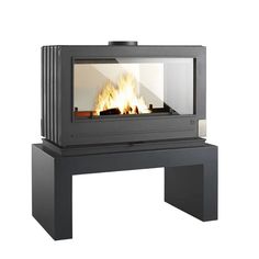 an image of a fireplace that is in the middle of it's display case