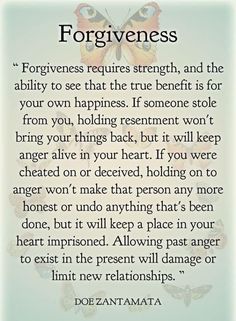 a poem with butterflies on it and the words, forgingness requires strength, and the ability to see that the true benefit is for your own happiness