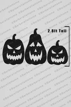 three jack o lantern pumpkins with faces cut out