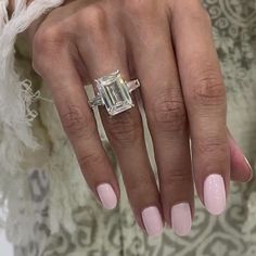 Elongated Baguette Engagement Ring, 8 Carat Emerald Engagement Ring, Emerald With Baguettes, 3 Stone Emerald Engagement Rings, Emerald Cut With Baguettes, Emerald Cut Diamond Rings, Diamond Cut Engagement Ring, Diamond Ring Emerald, Emerald Diamond Engagement Ring