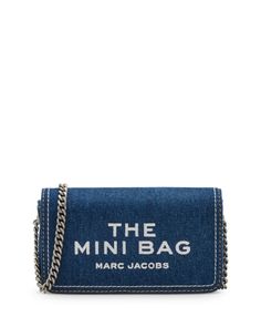 Marc Jacobs The Denim Chain Mini Bag The Mini Bag Marc Jacobs, Leather Mini Bag, Sack Bag, Signature Print, Mini Crossbody Bag, Branded Bags, Chain Strap, Mini Bag, Accessories Design