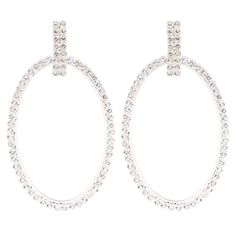 PRICES MAY VARY. Feature: These earrings showcase a oval-shaped frame of round rhinestones dangling from a vertical bar stud, catching the light from every angle. Material: Shiny Silver Plated brass; Rhinestones. Measurements: 2.36 inch in length; 1.34 inch in width; Light weight: 7.2 g for a pair; Closure: Pierced post back. Occasion: This romantic earrings are packaged in gift box; suitable for formal events, everyday wear, work, celebration, street, date, wedding partys, or gift for her, fami Trendy Earrings Silver, Work Celebration, Wedding Jewelry Gold, Romantic Earrings, Sparkly Wedding, Vertical Bar, Gold Wedding Jewelry, Sparkly Jewelry, Bar Studs