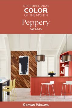 the color of the month peppery is shown in this ad for sherwinn williams